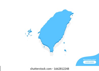 Modern vector isometric concept greeting Card map of Taiwan elements white background for landscape design.