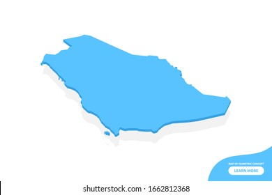 Modern vector isometric concept greeting Card map of Saudi Arabia elements white background for landscape design.