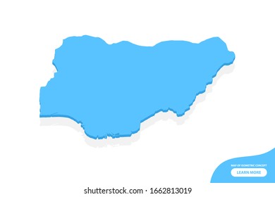 Modern vector isometric concept greeting Card map of Nigeria elements white background for landscape design.