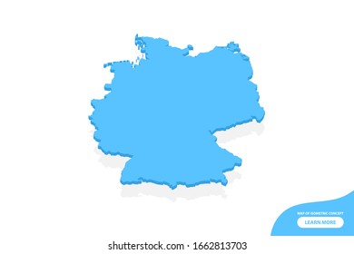 Modern vector isometric concept greeting Card map of Germany elements white background for landscape design.