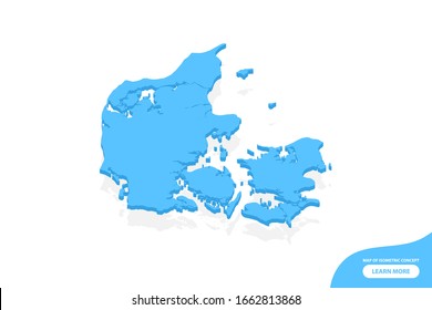 Modern vector isometric concept greeting Card map of Denmark elements white background for landscape design.
