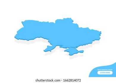 Modern vector isometric concept greeting Card map of Ukraine elements white background for landscape design.
