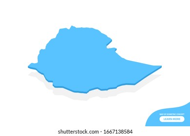 Modern vector isometric concept greeting Card map of Ethiopia elements white background for landscape design.