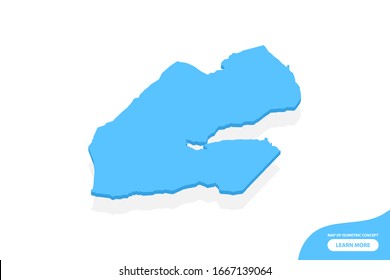 Modern vector isometric concept greeting Card map of Djibouti elements white background for landscape design.