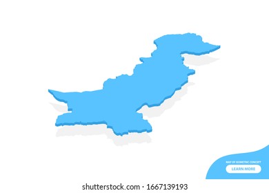 Modern vector isometric concept greeting Card map of Pakistan elements white background for landscape design.