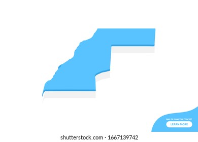 Moderno concepto vectorial isométrico mapa de la tarjeta de saludo de elementos del Sahara Occidental fondo blanco para el diseño paisajístico.
