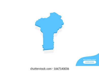 Moderno concepto isométrico de vectores mapa de la tarjeta de saludo de los elementos Benín fondo blanco para el diseño de paisaje.