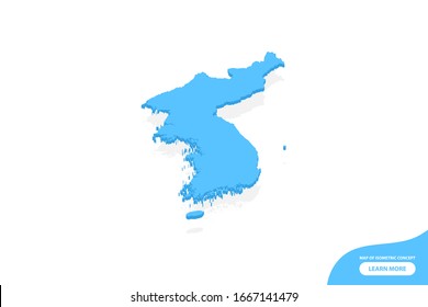 Modern vector isometric concept greeting Card map of Korea elements white background for landscape design.