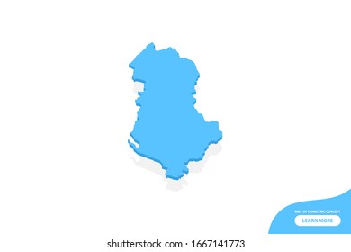 Modern vector isometric concept greeting Card map of Albania elements white background for landscape design.