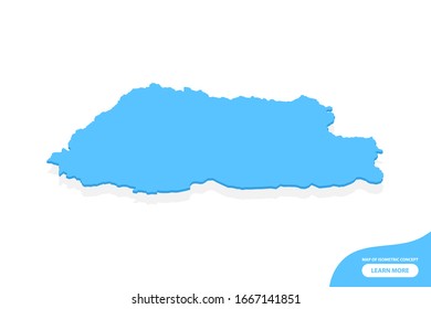 Modern vector isometric concept greeting Card map of Bhutan elements white background for landscape design.