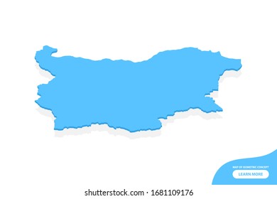 Moderno concepto isométrico de vectores mapa de la tarjeta de saludo de los elementos Bulgaria fondo blanco para el diseño de paisaje.