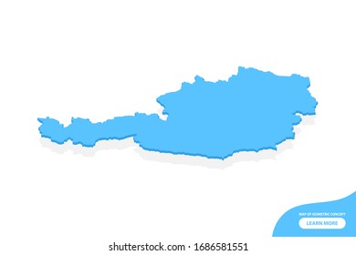Modern vector isometric concept greeting Card map of Austria elements white background for landscape design.
