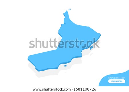 Modern vector isometric concept greeting Card map of Oman elements white background for landscape design.