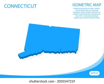 Modern vector isometric Connecticut blue map. elements white background for concept map easy to edit and customize. eps 10
