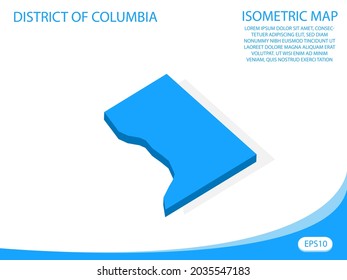 Modern vector isometric District of Columbia blue map. elements white background for concept map easy to edit and customize. eps 10