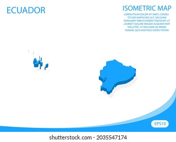 Modern vector isometric Ecuador blue map. elements white background for concept map easy to edit and customize. eps 10