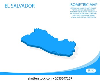 Modern vector isometric El Salvador blue map. elements white background for concept map easy to edit and customize. eps 10