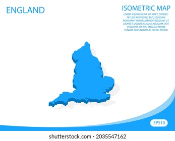 Modern vector isometric England blue map. elements white background for concept map easy to edit and customize. eps 10