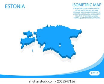 Mapa azul isométrico vectorial moderno de Estonia. fondo blanco de elementos para mapa de concepto fácil de editar y personalizar. Pasos 10