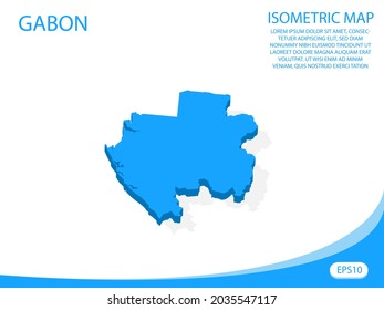Mapa azul de Gabón isométrico vectorial moderno. fondo blanco de elementos para mapa de concepto fácil de editar y personalizar. Pasos 10
