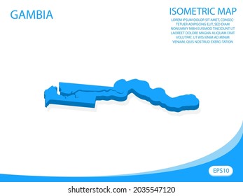 Mapa azul vectorial isométrico moderno de Gambia. fondo blanco de elementos para mapa de concepto fácil de editar y personalizar. Pasos 10