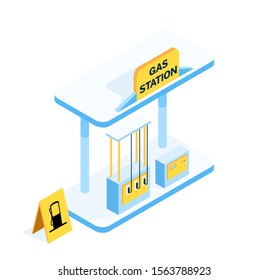 Modern vector isometric Gas Station illustration. 