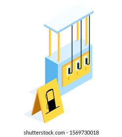 Modern vector isometric Gas Station illustration. 