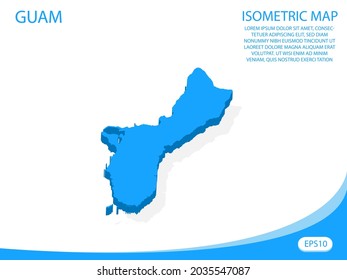 Modern vector isometric Guam blue map. elements white background for concept map easy to edit and customize. eps 10