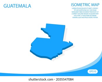Modern vector isometric Guatemala blue map. elements white background for concept map easy to edit and customize. eps 10