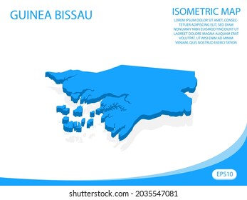 Modern vector isometric Guinea Bissau blue map. elements white background for concept map easy to edit and customize. eps 10