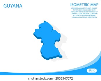 Modern vector isometric Guyana blue map. elements white background for concept map easy to edit and customize. eps 10