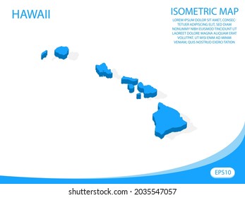 Modern vector isometric Hawaii blue map. elements white background for concept map easy to edit and customize. eps 10