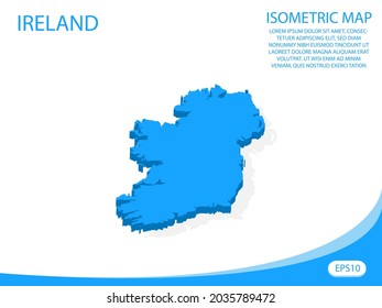 Modern vector isometric of Ireland blue map. elements white background for concept map easy to edit and customize. eps 10