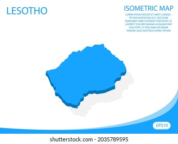 Vector moderno isométrico del mapa azul de Lesoto. fondo blanco de elementos para mapa de concepto fácil de editar y personalizar. Pasos 10