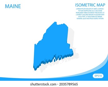 Modern vector isometric of Maine blue map. elements white background for concept map easy to edit and customize. eps 10