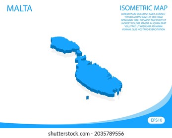 Modern vector isometric of Malta blue map. elements white background for concept map easy to edit and customize. eps 10