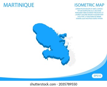 Moderne Vektorisometrie von Martinique blauen Karte. Elemente weißer Hintergrund für eine leicht zu bearbeitende und anpassende Konzeptkarte. eps10