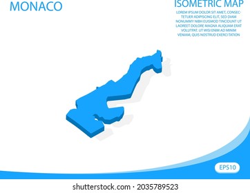 Moderne Vektorisometrie der Monaco blauen Karte. Elemente weißer Hintergrund für eine leicht zu bearbeitende und anpassende Konzeptkarte. eps10