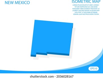 Vector moderno isométrico del mapa azul de Nuevo México. fondo blanco de elementos para mapa de concepto fácil de editar y personalizar. Pasos 10