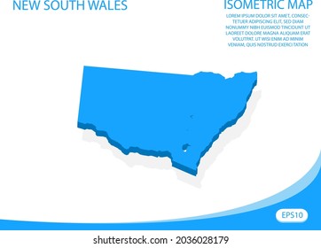 Modern vector isometric of New South Wales blue map. elements white background for concept map easy to edit and customize. eps 10
