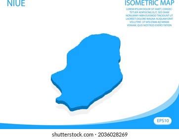 Vector moderno isométrico del mapa azul Niue. fondo blanco de elementos para mapa de concepto fácil de editar y personalizar. Pasos 10