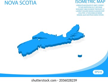 Modern vector isometric of Nova Scotia blue map. elements white background for concept map easy to edit and customize. eps 10