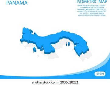 Vector moderno isométrico del mapa azul de Panamá. fondo blanco de elementos para mapa de concepto fácil de editar y personalizar. Pasos 10