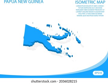Modern vector isometric of Papua New Guinea blue map. elements white background for concept map easy to edit and customize. eps 10