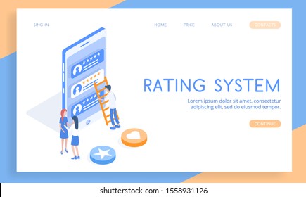 Modern vector isometric Rating System illustration. Good for business and shopping topics.