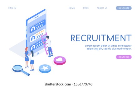 Modern vector isometric Recruitment illustration. Good for business topics.