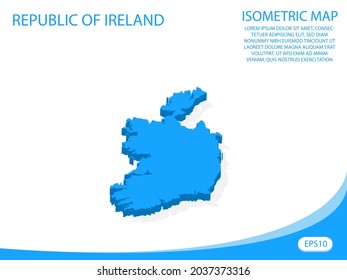 Mapa azul vectorial moderno isométrico de la República de Irlanda. fondo blanco de elementos para mapa de concepto fácil de editar y personalizar. Pasos 10