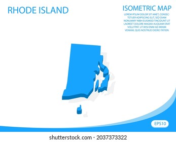 Modern vector isometric of Rhode Island blue map. elements white background for concept map easy to edit and customize. eps 10