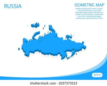 Modern vector isometric of Russia blue map. elements white background for concept map easy to edit and customize. eps 10