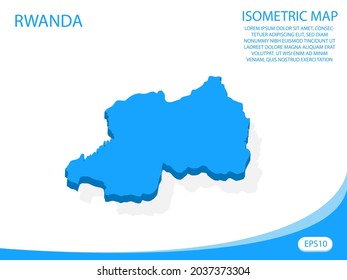 Moderne Vektorisometrie von Ruanda blauen Karte. Elemente weißer Hintergrund für eine leicht zu bearbeitende und anpassende Konzeptkarte. eps10